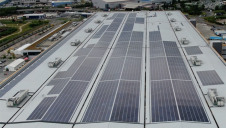 Pictured: The rooftop solar array at Amazon's Tilbury fulfillment centre